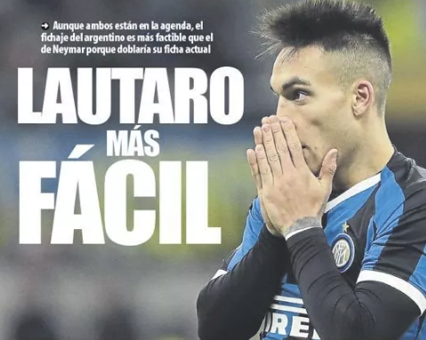 劳塔罗比内马尔更便宜,巴萨无法满足内马尔年薪