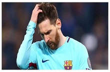 0-3巴萨惨遭欧冠史诗级逆转 梅西叉腰绝望小白眼泪打转