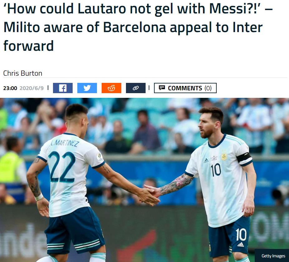 劳塔罗希望和梅西双剑合璧，阿根廷舒服的日子也会来临