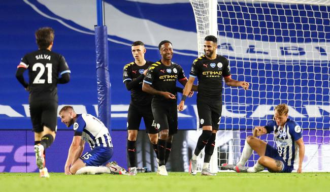 斯特林天秀帽子戏法,曼城5-0大胜布莱顿