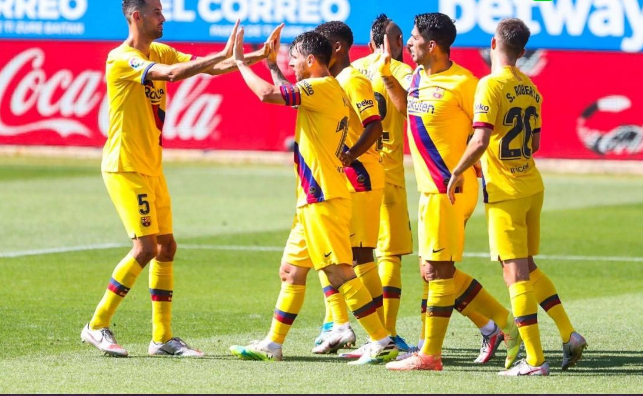 巴萨客场5-0阿拉维斯,梅西两射一传