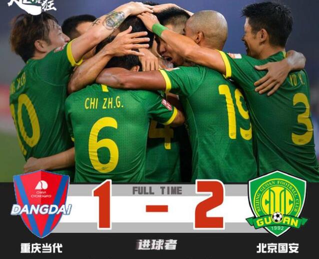 2020赛季中超联赛第一阶段B组北京中赫国安对战重庆当代战报 北京中赫国安2-1战胜重庆当代
