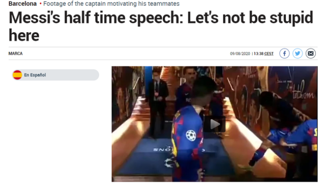 梅西朝队友喊话:别干傻事!冷静点别被逆转