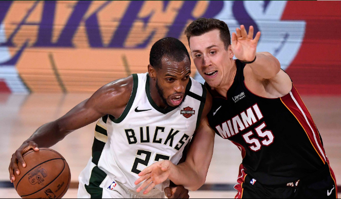 NBA2020季后赛半决赛热火vs雄鹿比赛 米德尔顿36分字母哥伤退