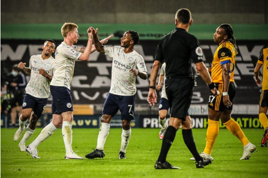 英超2020-2021赛季第二轮狼队vs曼城 曼城3-1狼队取开门红