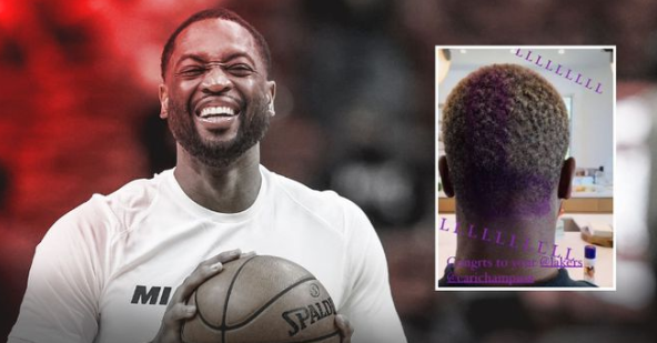 韦德愿赌服输兑现承诺 湖人夺冠直接脑后染湖人队标