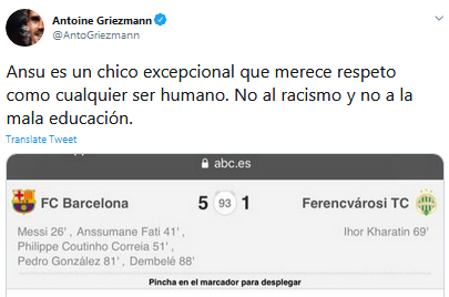 巴萨17岁天才球员遭遇媒体种族歧视 格子站出来为他撑腰