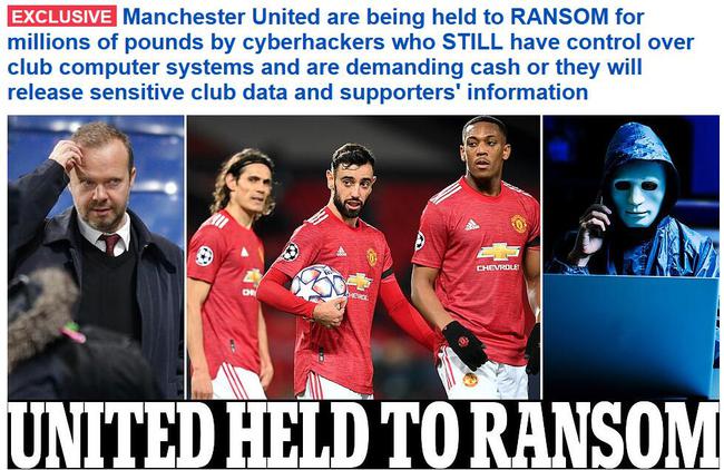 曼联系统遭黑客攻击胁持 被勒索数百万英镑赎金