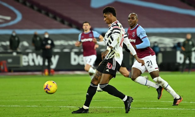 2020/21赛季英超第11轮曼联对战西汉姆 博格巴进球青木拉什福德破门