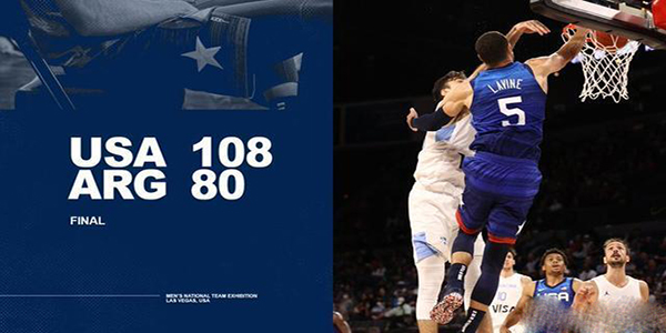 奥运会美国男篮vs阿根廷