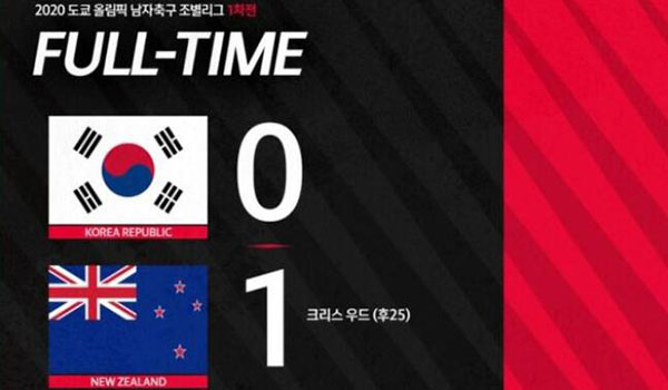 奥运会新西兰1-0韩国