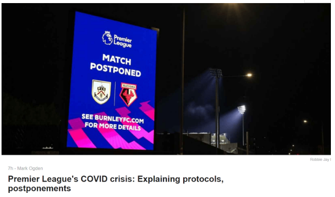 多家俱乐部正积极推动英超停摆