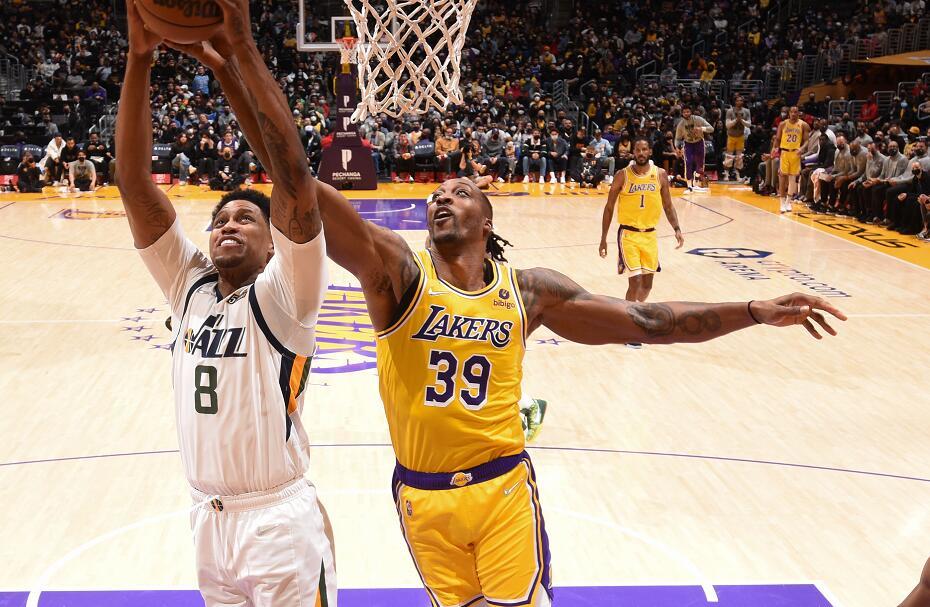 威少隔扣戈贝尔 湖人101-95爵士