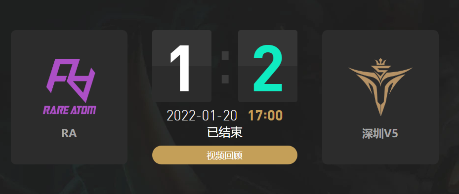 2022春季赛RA战队vsV5战队战报